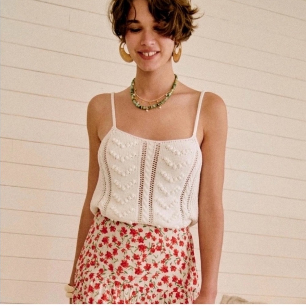Sezane Georgie Knit Tank - S - Ecru